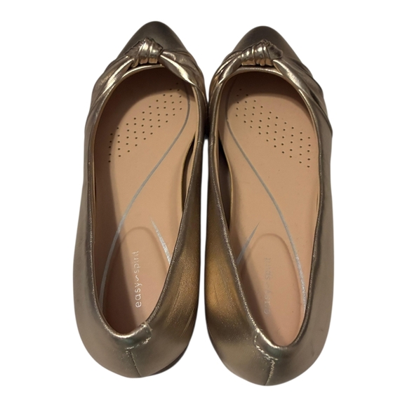 Easy Spirit Metallic Gold Loafers with Twist Accent - Picture 5 of 8